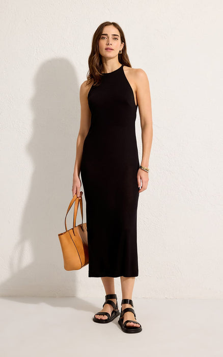 BLACK HALTER NECK DRESS