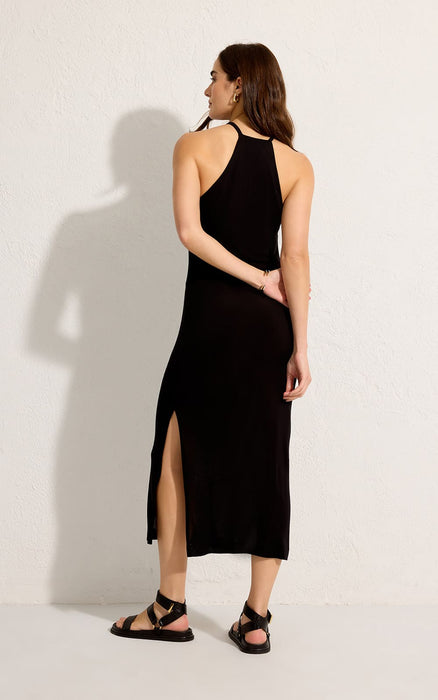 BLACK HALTER NECK DRESS