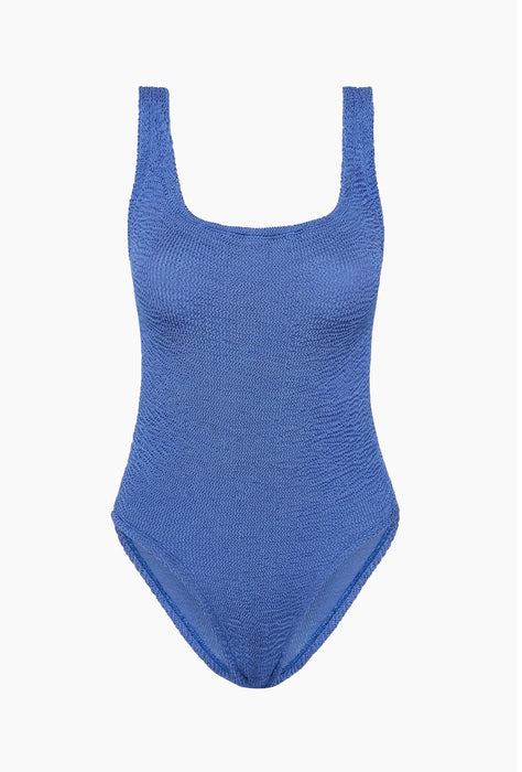 HUNZA G SQUARE NECK METALLIC DENIM ONE PIECE
