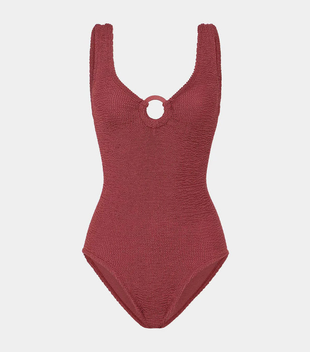 HUNZA G CELINE METALLIC ROSEWOOD ONE PIECE