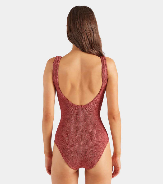 HUNZA G CELINE METALLIC ROSEWOOD ONE PIECE
