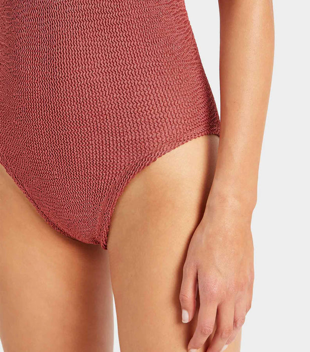 HUNZA G CELINE METALLIC ROSEWOOD ONE PIECE