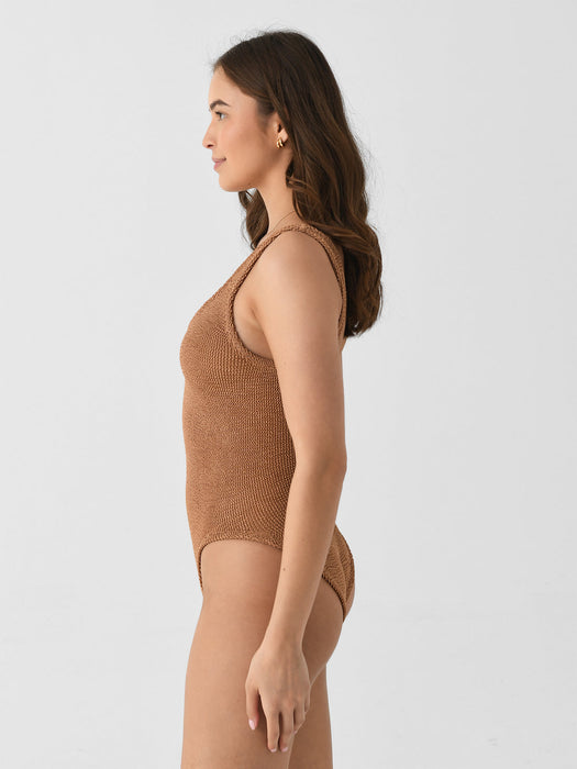 HUNZA G CELINE METALLIC COCOA ONE PIECE