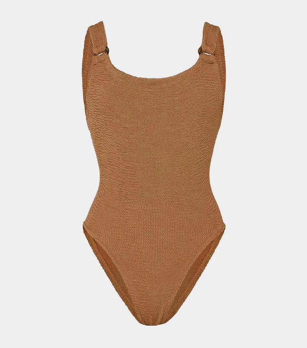 HUNZA G DOMINO METALLIC COCOA ONE PIECE