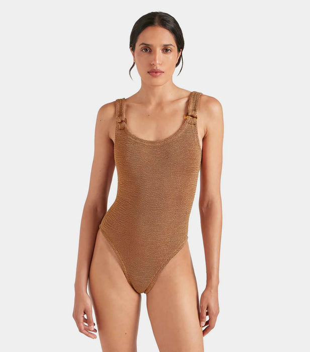 HUNZA G DOMINO METALLIC COCOA ONE PIECE