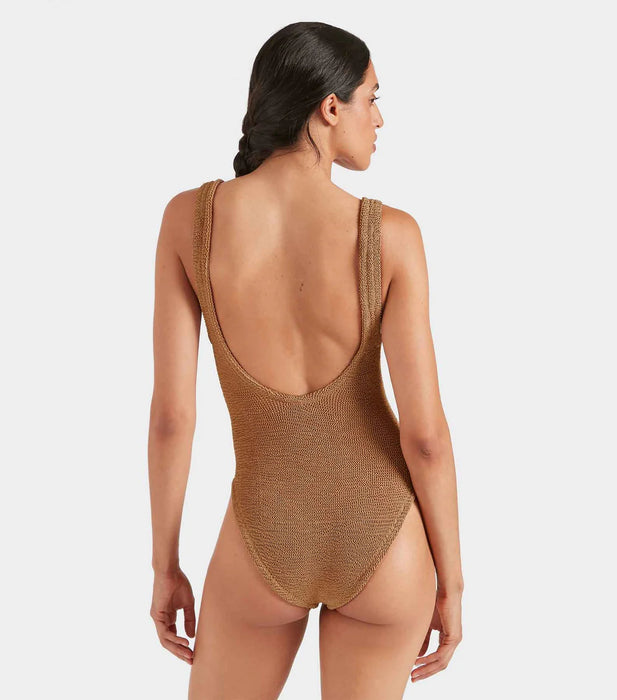 HUNZA G DOMINO METALLIC COCOA ONE PIECE