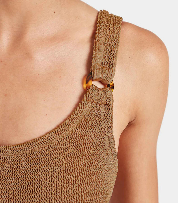 HUNZA G DOMINO METALLIC COCOA ONE PIECE