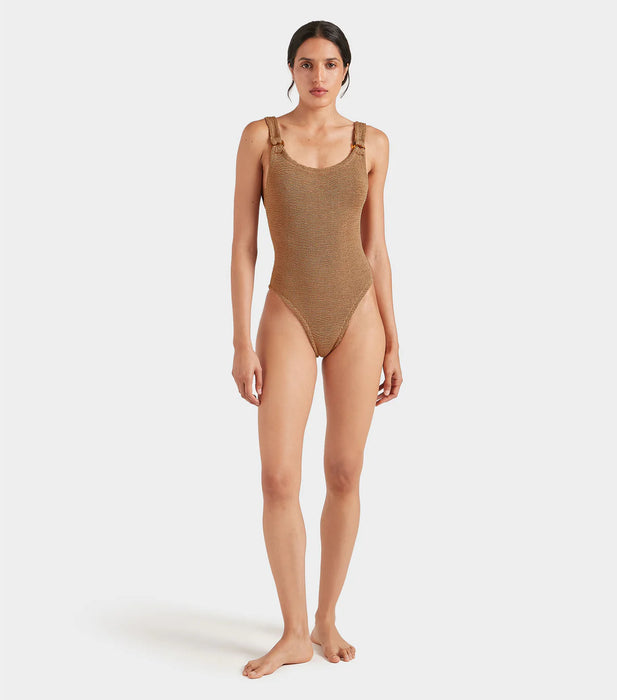 HUNZA G DOMINO METALLIC COCOA ONE PIECE