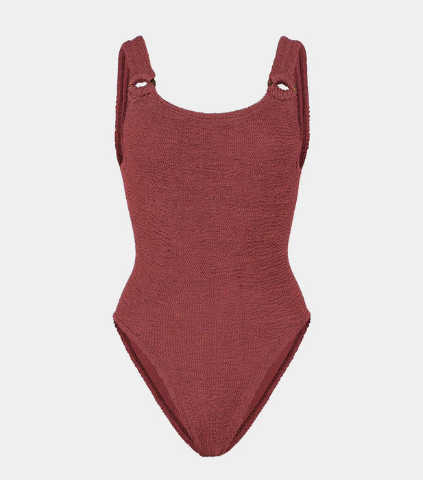 HUNZA G DOMINO METALLIC ROSEWOOD ONE PIECE