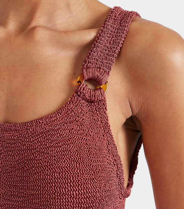 HUNZA G DOMINO METALLIC ROSEWOOD ONE PIECE