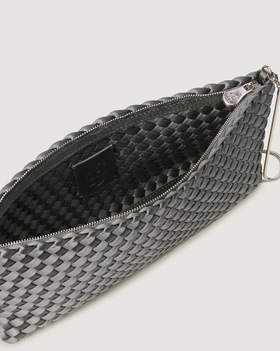 NAGHEDI GALA SATIN GRAPHITE CLUTCH
