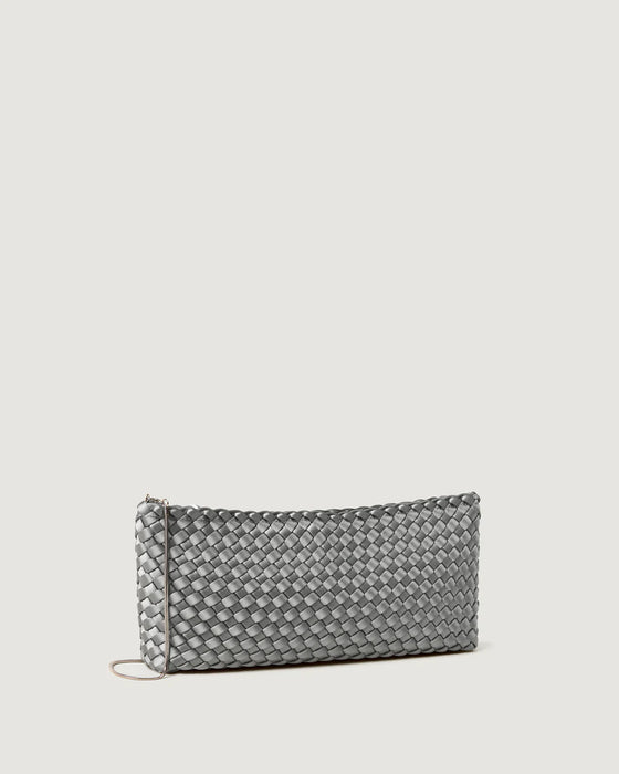 NAGHEDI GALA SATIN GRAPHITE CLUTCH