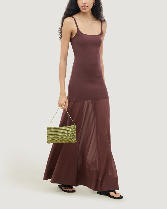 NAGHEDI GALA SATIN PERIDOT CLUTCH