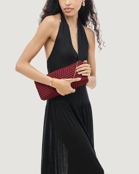 NAGHEDI GALA SATIN GARNET CLUTCH