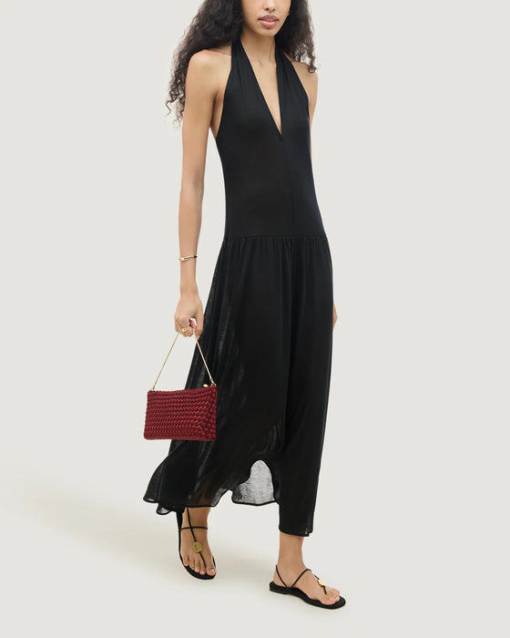 NAGHEDI GALA SATIN GARNET CLUTCH