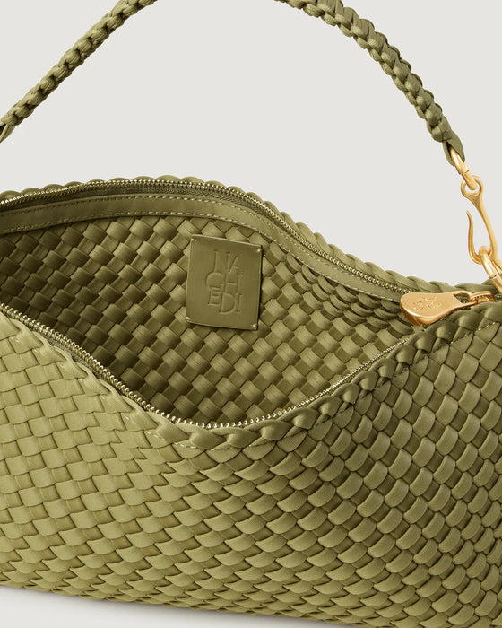 NAGHEDI PORTO SMALL HALF MOON BOTTLE GREEN BAG
