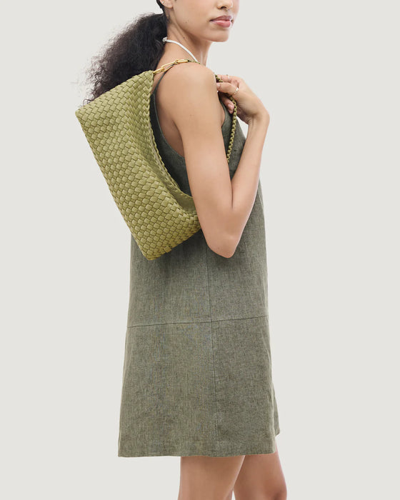 NAGHEDI PORTO SMALL HALF MOON BOTTLE GREEN BAG