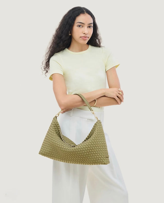 NAGHEDI PORTO SMALL HALF MOON BOTTLE GREEN BAG