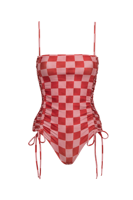 MANUELA RED CHECKERS ONE PIECE