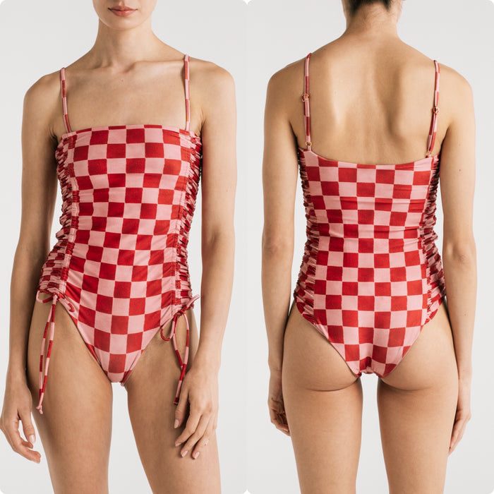 MANUELA RED CHECKERS ONE PIECE