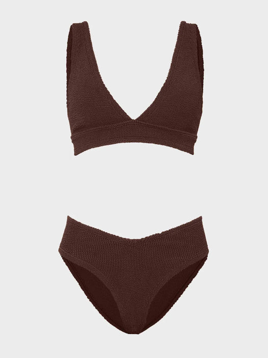 HUNZA G ANGEL METALLIC CHOCOLATE BIKINI