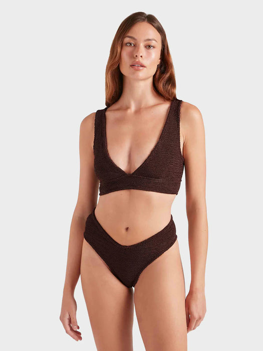 HUNZA G ANGEL METALLIC CHOCOLATE BIKINI