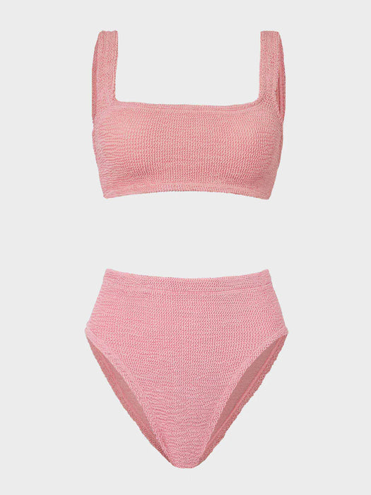 HUNZA G PATRICIA METALLIC DUSTY PINK BIKINI