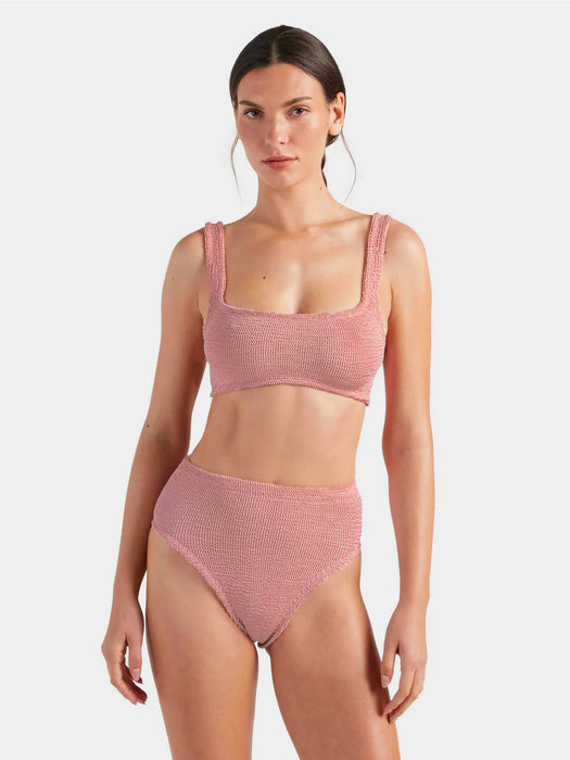 HUNZA G PATRICIA METALLIC DUSTY PINK BIKINI
