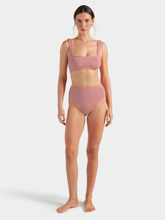 HUNZA G PATRICIA METALLIC DUSTY PINK BIKINI