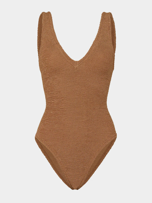 HUNZA G SADIE METALLIC COCOA ONE PIECE