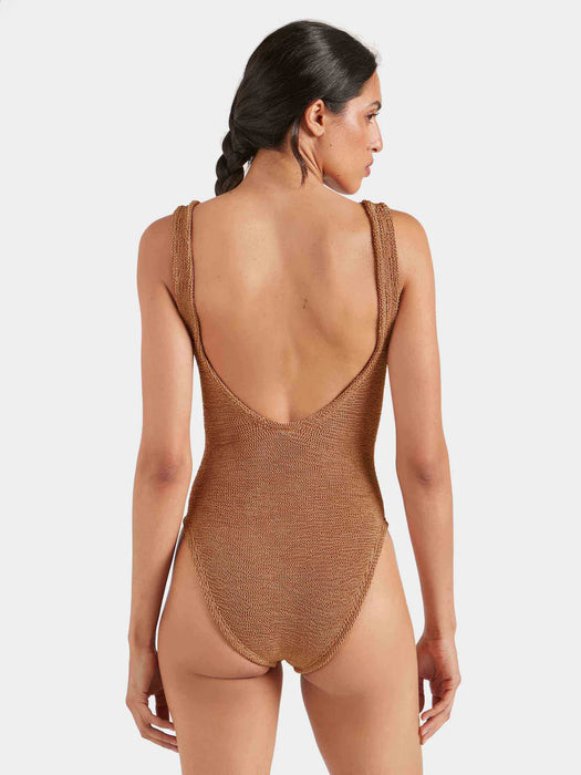 HUNZA G SADIE METALLIC COCOA ONE PIECE