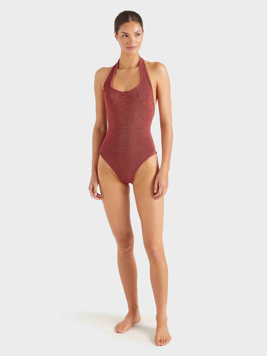 HUNZA G SANDY METALLIC ROSEWOOD ONE PIECE