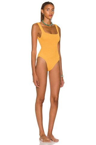 HUNZA G SQUARE NECK MANGO SORBET ONE PIECE