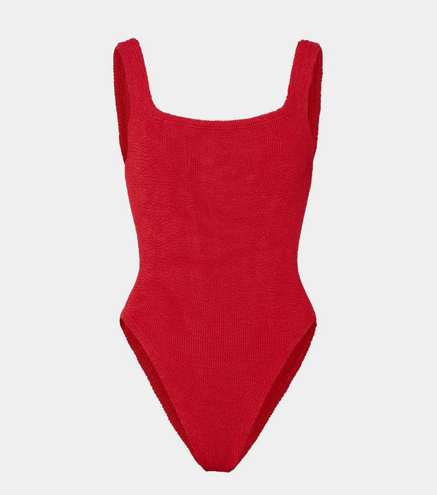 HUNZA G SQUARE NECK RED ONE PIECE