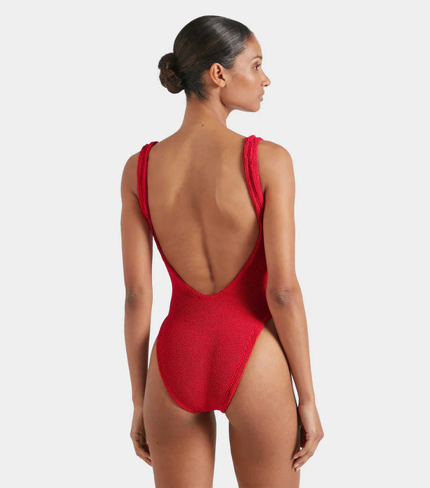 HUNZA G SQUARE NECK RED ONE PIECE