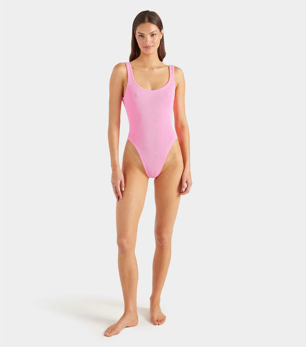 HUNZA G SQUARE NECK BUBBLE GUM ONE PIECE