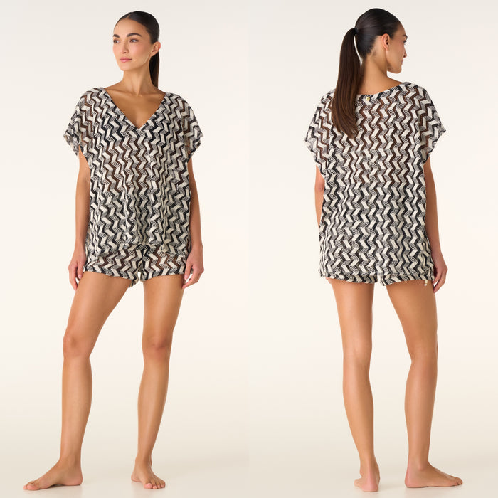 FARA/INNA ZIGZAG BLACK SHORT SET