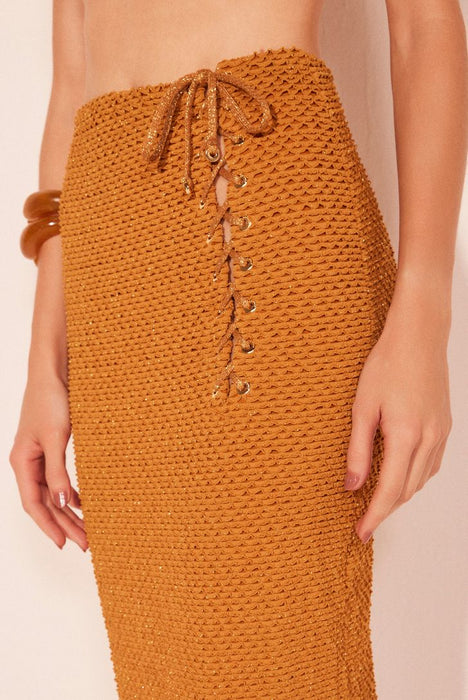 AGUA DE COCO ORANGE LUREX SKIRT