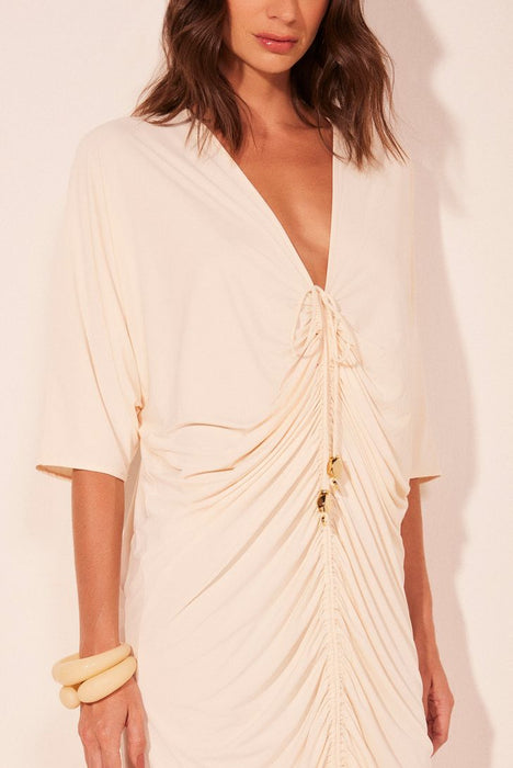 AGUA DE COCO DRAPED OFF WHITE COVERUP