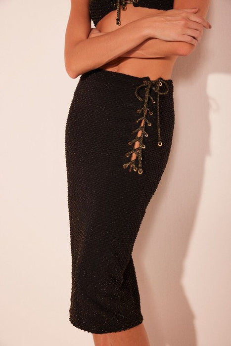 AGUA DE COCO BLACK LUREX SKIRT