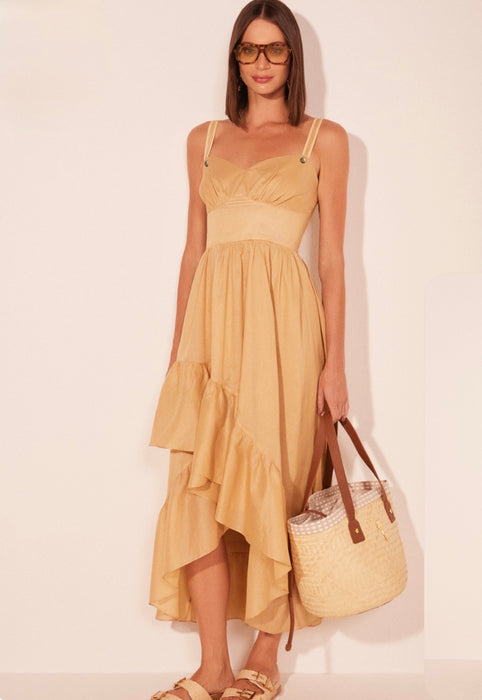 AGUA DE COCO ARES BEGE RUFFLE DRESS