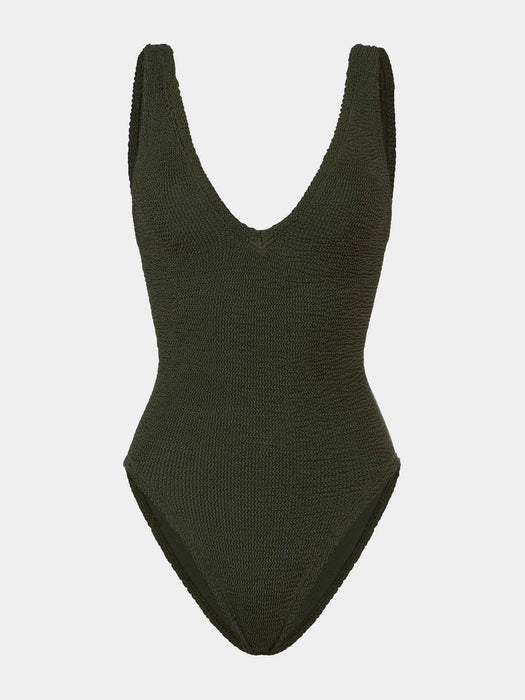 HUNZA G SADIE METALLIC KHAKI ONE PIECE