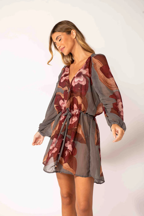 MACRAME ROPE KIMONO GRAY/VIOLETE