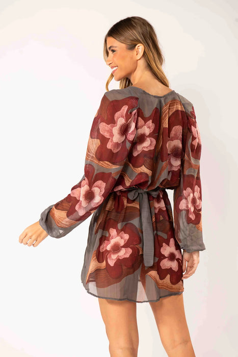 MACRAME ROPE KIMONO GRAY/VIOLETE