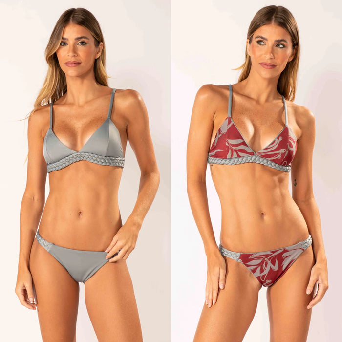 MACRAME FIXED TRIANGLE GRAY/VIOLETE BIKINI