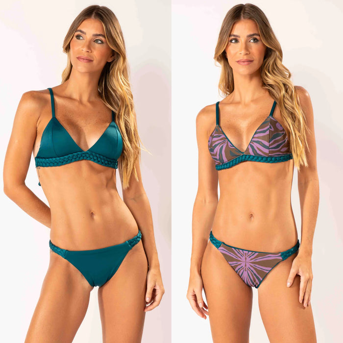MACRAME FIXED TRIANGLE PETROLEUM BIKINI