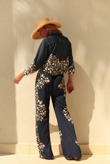 FLORAL NAVY PANT SET