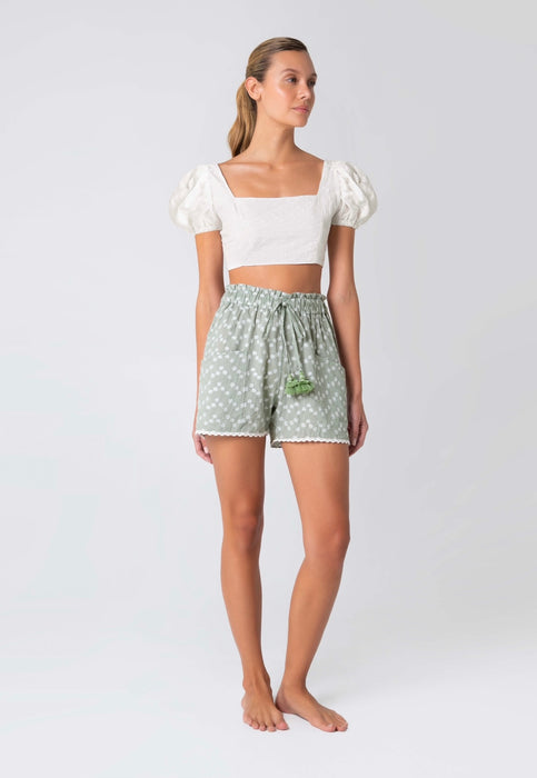 DAISY SLEEVES CROP TOP IVORY