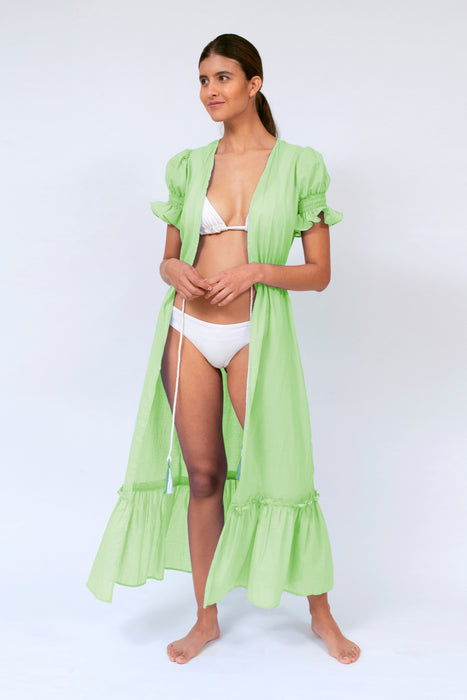 COTTON BAGGY SLEEVES COVERUP CELERY